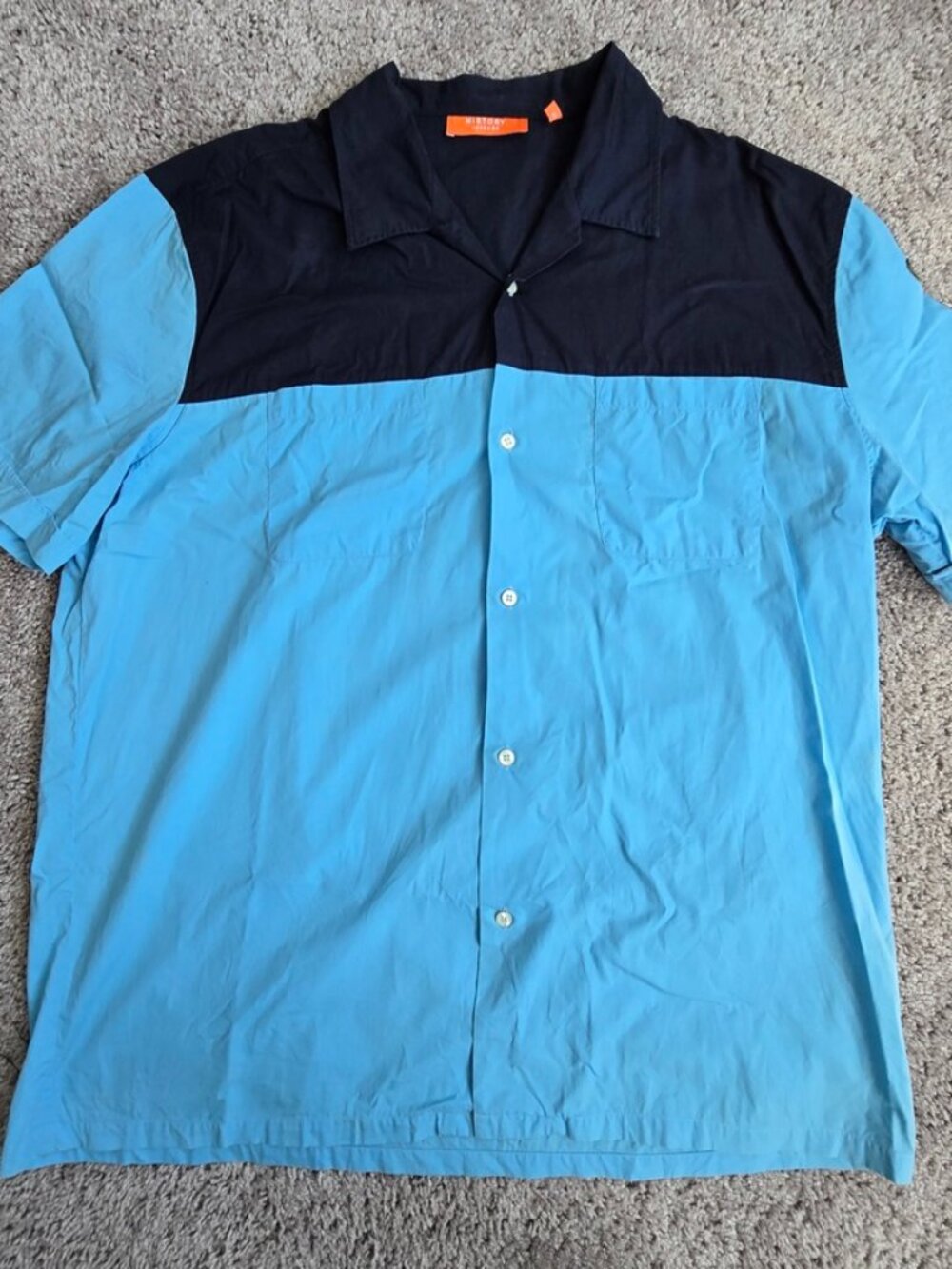 VTG Iceberg History Sylvester Cat Button Up Shirt Colorblock Blue Italy XXL